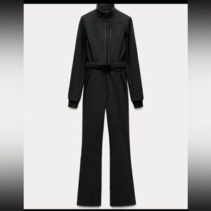 NWT Zara Black Long-Sleeve Snow Jumpsuit with Belt small
